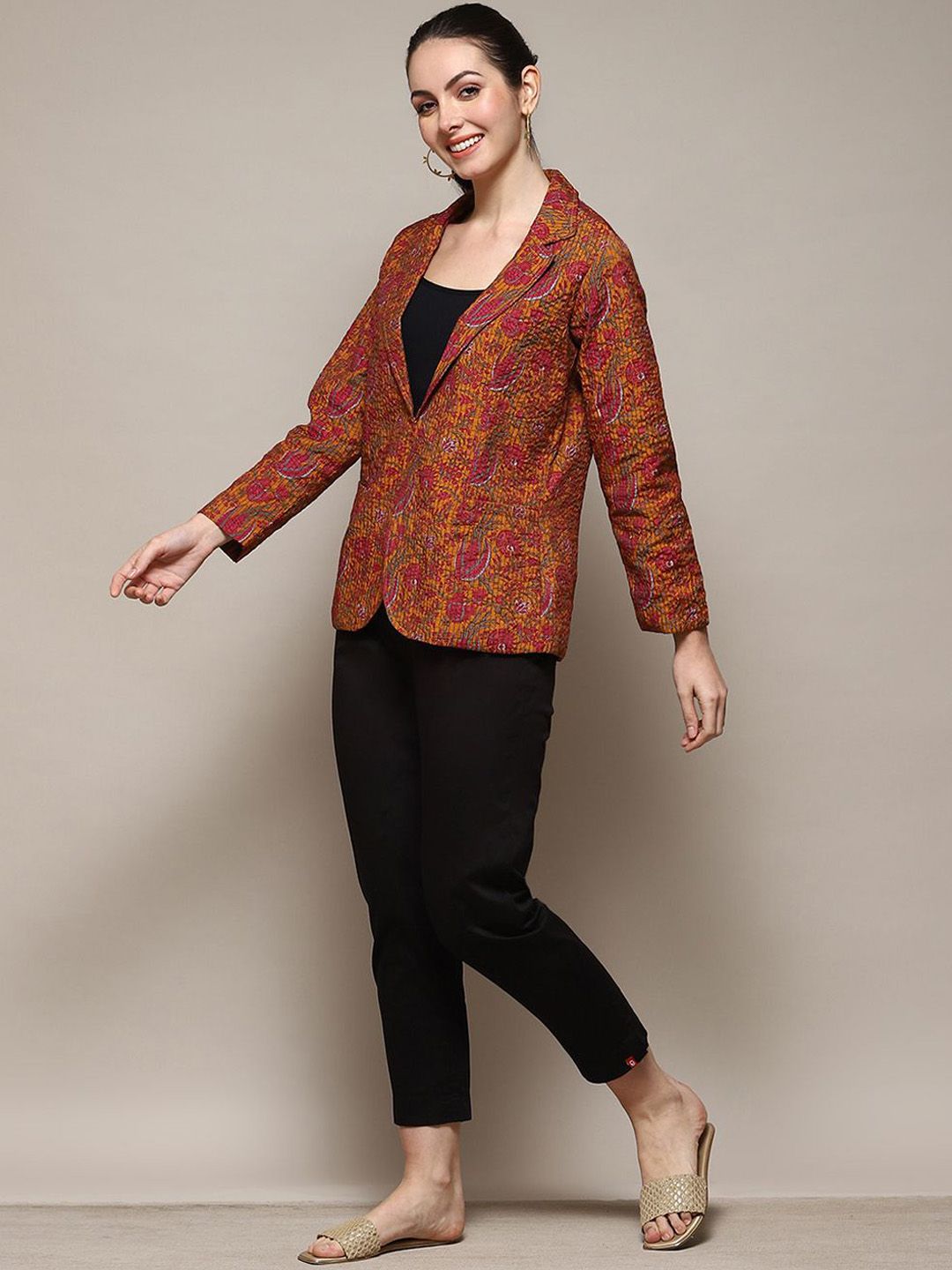 Printed Single-Breasted Overcoat