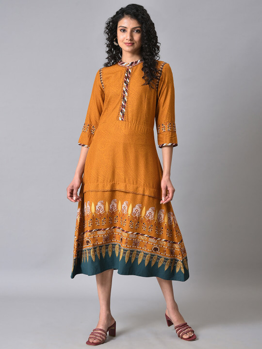 Ethnic Motifs Printed A-Line Midi Ethnic Dress