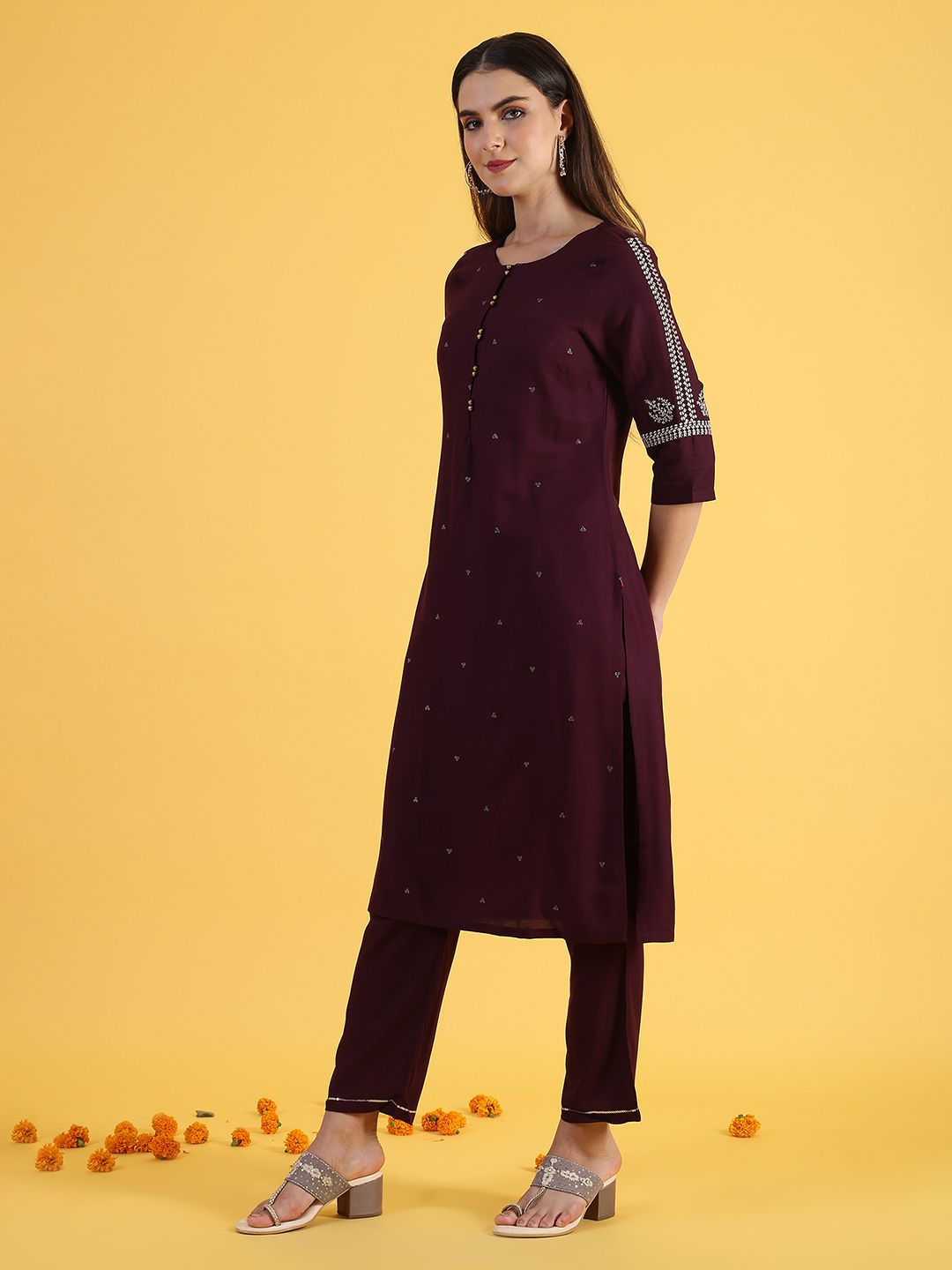 Women Embroidered Straight Kurta and Pant Set