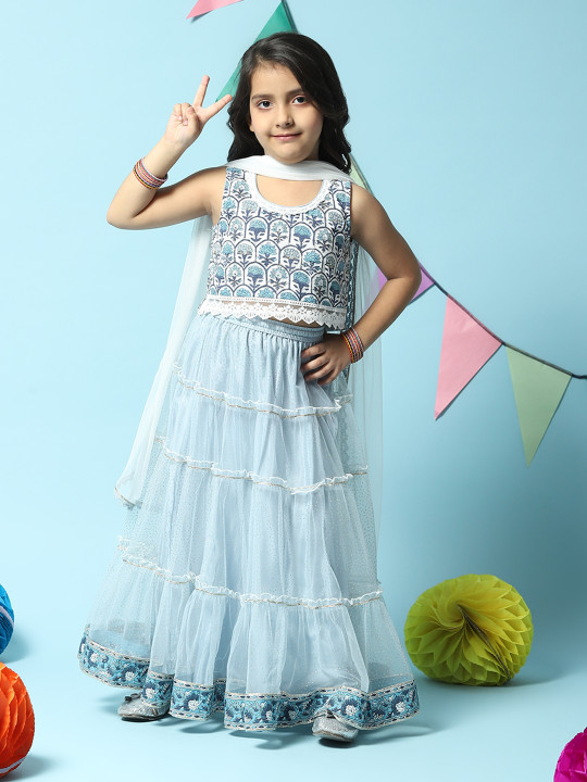 Girls Printed Ready to Wear Lehenga & Blouse With Dupatta